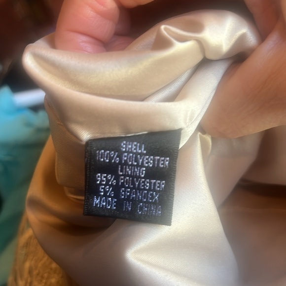 Adrianna Pappel Strapless Lace Knee Length Dress in Color Champagne Size 8P - Picture 8 of 9